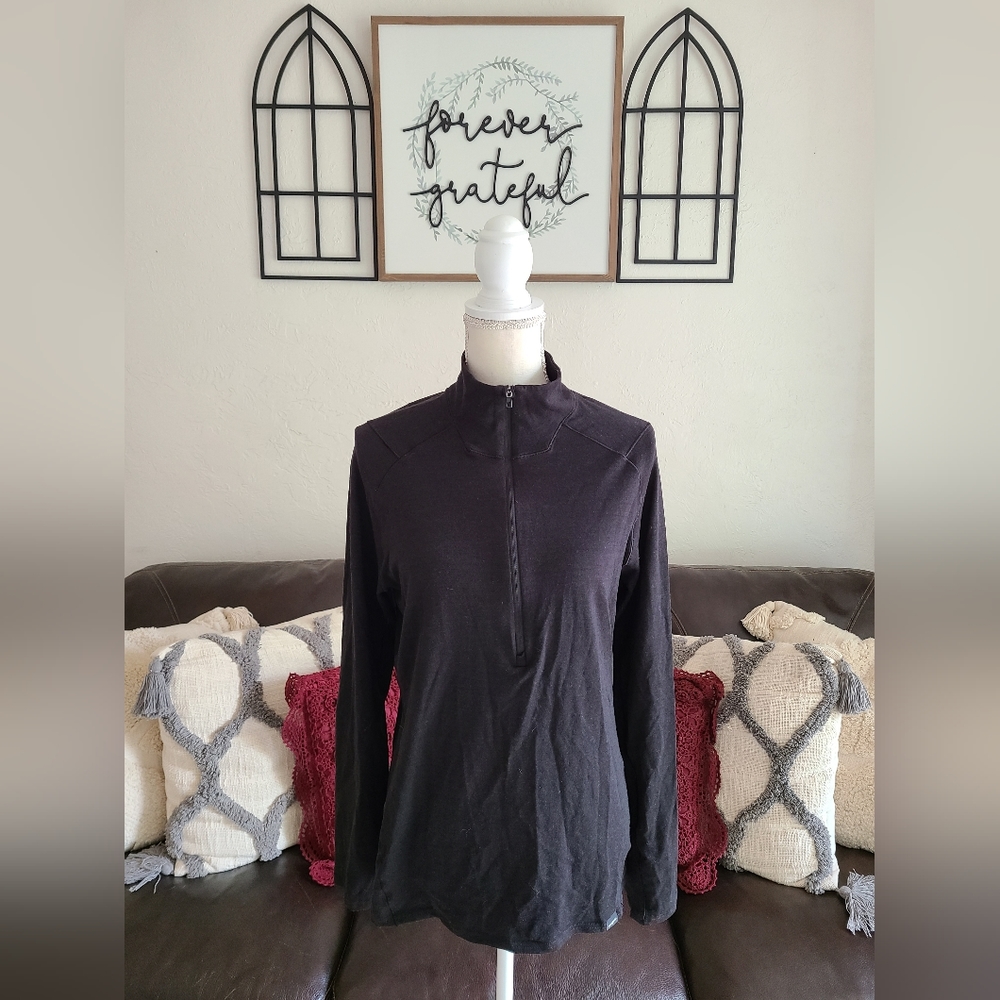 Patagonia‎ Men's Size M Black Pullover 1/4 Zip Wool Blend Sweater Classic Fall